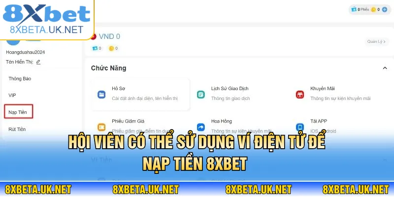 Nạp Tiền 8XBET - Vào Vốn Nhanh, Không Lo Gặp Lỗi 3 Hội viên có thể sử dụng ví điện tử để nạp tiền 8XBET